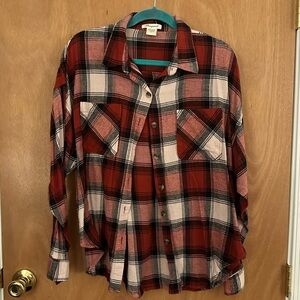 Women’s Button Down Plaid Shirt, Size XL